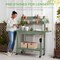 Best Choice Products Wood Garden Potting Bench Workstation, Sliding Tabletop, 4 Locking Wheels, Dry Sink